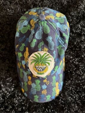Pineapple Pattern Baseball Cap - Navy with Green & Yellow Pineapples